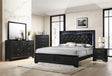 Micah Black LED Upholstered Panel Bedroom Set by Crown Mark at Eve Furniture