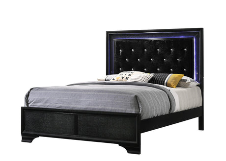 Micah Black LED Upholstered Panel Bedroom Set by Crown Mark at Eve Furniture