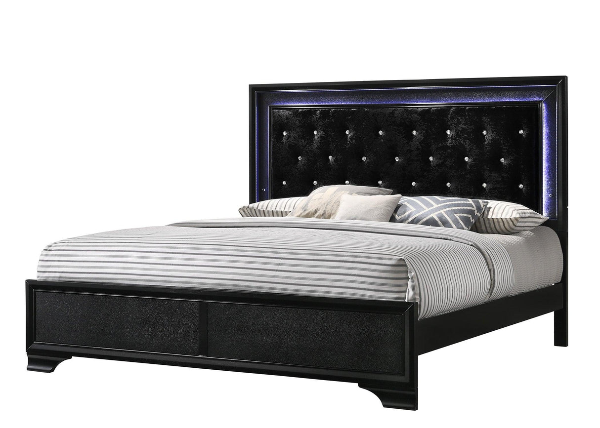 Micah Black LED Upholstered Panel Bedroom Set by Crown Mark at Eve Furniture