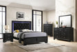 Micah Black LED Upholstered Panel Bedroom Set by Crown Mark at Eve Furniture