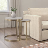 Michaelangelo 22" Nesting Side Tables with White Marble Top by Home Trends & Design at Eve Furniture