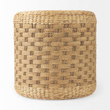 Michelle Light Brown Woven Seagrass Round Pouf by Mercana at Eve Furniture