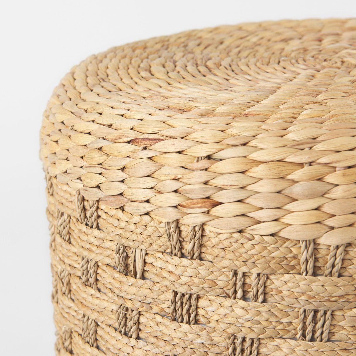 Michelle Light Brown Woven Seagrass Round Pouf by Mercana at Eve Furniture