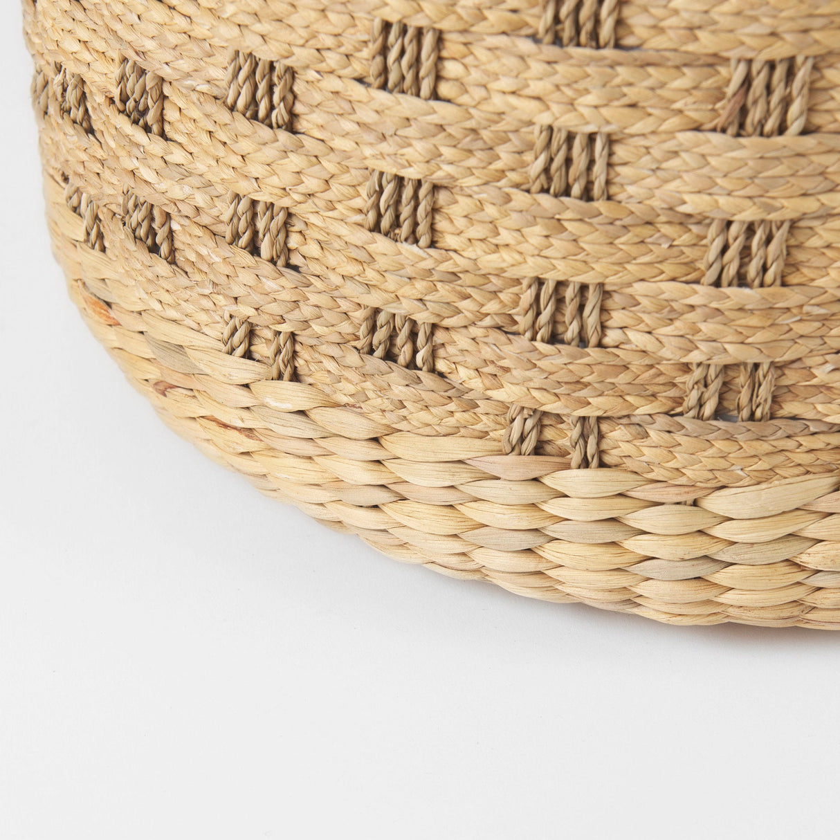 Michelle Light Brown Woven Seagrass Round Pouf by Mercana at Eve Furniture