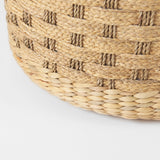 Michelle Light Brown Woven Seagrass Round Pouf by Mercana at Eve Furniture