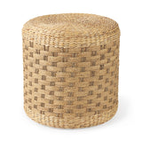 Michelle Light Brown Woven Seagrass Round Pouf by Mercana at Eve Furniture