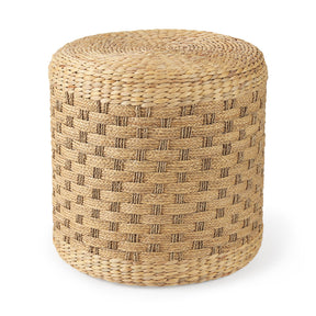 Michelle Light Brown Woven Seagrass Round Pouf by Mercana at Eve Furniture