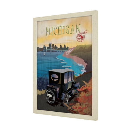 Michigan Go USA (L) by Mercana Studio a Hand Embellished Decograph Framed Art Print by Mercana at Eve Furniture