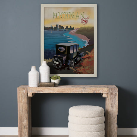 Michigan Go USA (L) by Mercana Studio a Hand Embellished Decograph Framed Art Print by Mercana at Eve Furniture