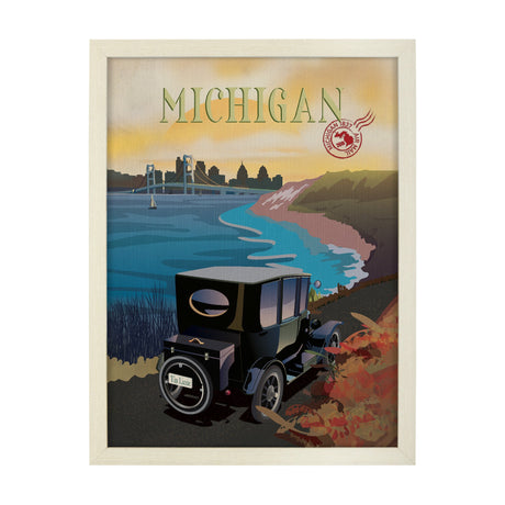Michigan Go USA (L) by Mercana Studio a Hand Embellished Decograph Framed Art Print by Mercana at Eve Furniture