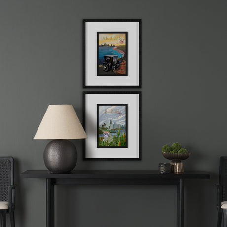 Michigan Go USA (M) by Mercana Studio a Framed Art Print Matted under Glass by Mercana at Eve Furniture