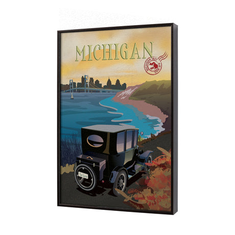 Michigan Go USA (SM) by Mercana Studio a Hand Embellished Decograph Framed Art Print by Mercana at Eve Furniture
