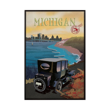 Michigan Go USA (SM) by Mercana Studio a Hand Embellished Decograph Framed Art Print by Mercana at Eve Furniture