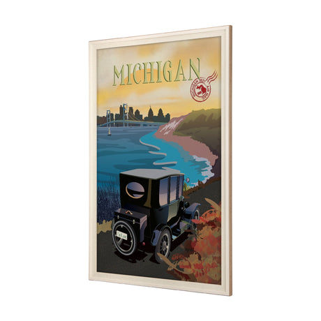 Michigan Go USA (XL) by Mercana Studio a Hand Embellished Decograph Framed Art Print under Glass by Mercana at Eve Furniture