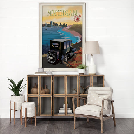Michigan Go USA (XL) by Mercana Studio a Hand Embellished Decograph Framed Art Print under Glass by Mercana at Eve Furniture