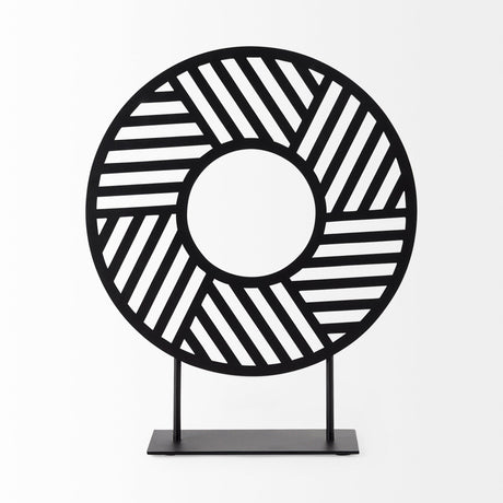 Micra 11.0L x 3.0W x 13.4H Matte Black Metal Decorative Object on a Stand by Mercana at Eve Furniture
