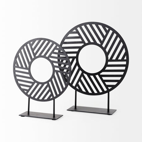 Micra 11.0L x 3.0W x 13.4H Matte Black Metal Decorative Object on a Stand by Mercana at Eve Furniture