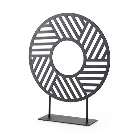 Micra 11.0L x 3.0W x 13.4H Matte Black Metal Decorative Object on a Stand by Mercana at Eve Furniture