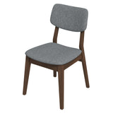 Mid-Century Modern Dark Grey Fabric Solid Back Side Chair (Set of 2)