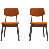 Mid-Century Modern Velvet Solid Back Side Chair (Set of 2) Burnt Orange Velvet