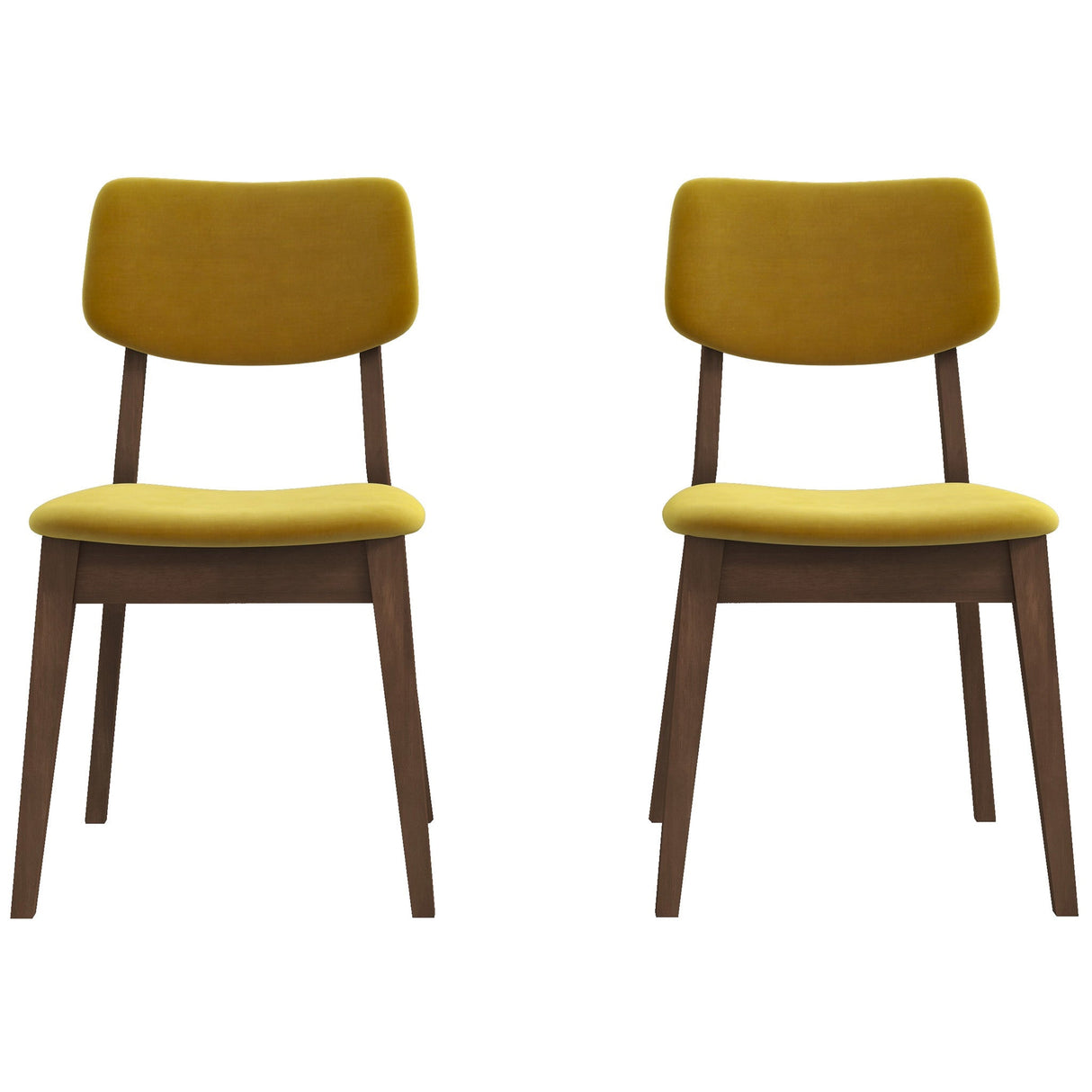 Mid-Century Modern Velvet Solid Back Side Chair (Set of 2) Burnt Orange Velvet