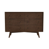 Mid Century Modern Walnut Dresser 6 Drawer by Ashcroft Imports at Eve Furniture