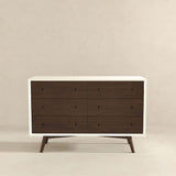 Mid Century Modern White Dresser 6 Drawer by Ashcroft Imports at Eve Furniture