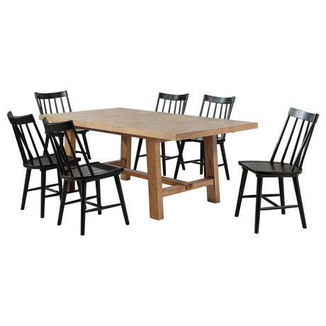 Middleton Brown and Black 7-Piece Extension Leaf Dining Room Set by Coaster at Eve Furniture