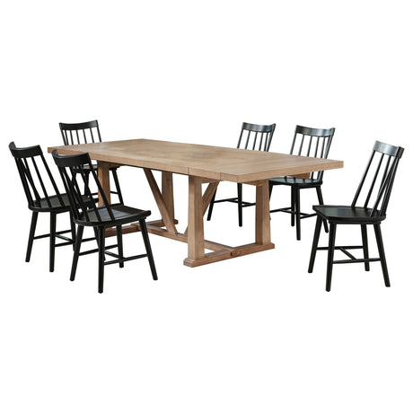 Middleton Brown and Black 7-Piece Extension Leaf Dining Room Set by Coaster at Eve Furniture