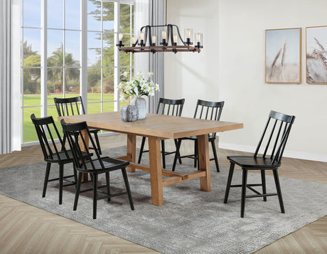 Middleton Brown and Black 7-Piece Extension Leaf Dining Room Set by Coaster at Eve Furniture