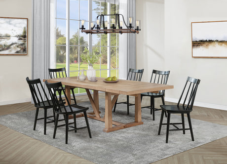 Middleton Brown and Black 7-Piece Extension Leaf Dining Room Set by Coaster at Eve Furniture