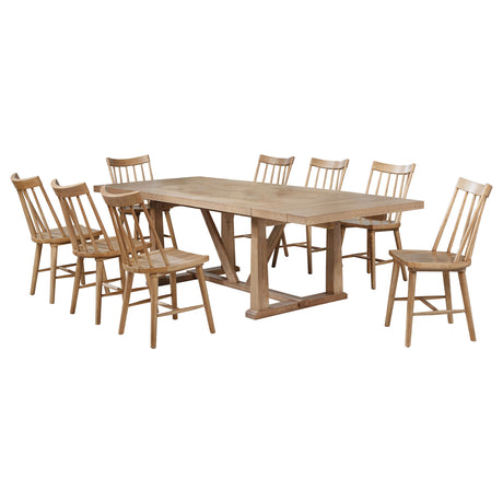 Middleton Natural Brown 9-Piece Extension Leaf Dining Room Set by Coaster at Eve Furniture