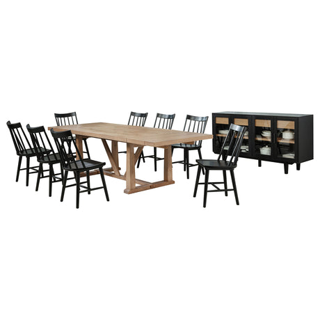 Middleton Natural Brown and Black 10-Piece Extension Leaf Dining Room Set by Coaster at Eve Furniture