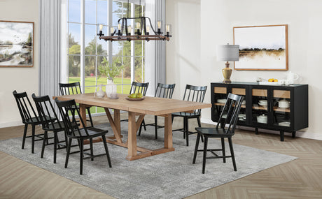 Middleton Natural Brown and Black 10-Piece Extension Leaf Dining Room Set by Coaster at Eve Furniture