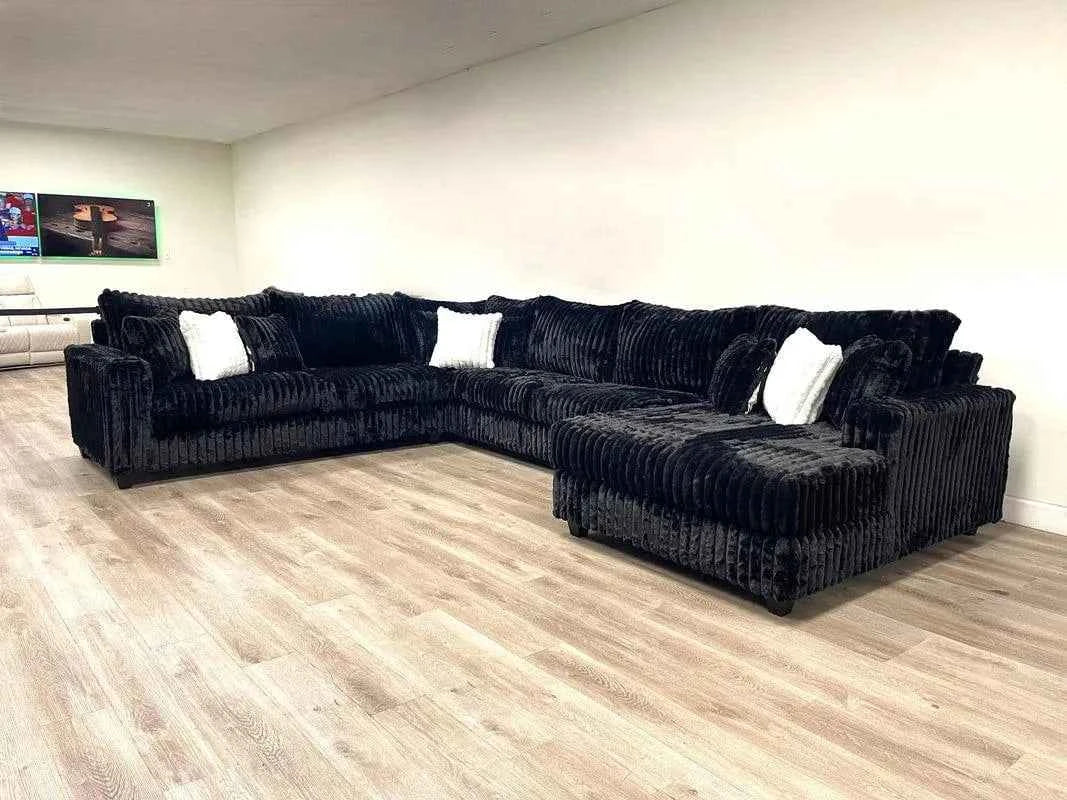 Midnight 4-Piece Black Oversized Right Arm Facing (RAF) Sectional by Happy Homes at Eve Furniture