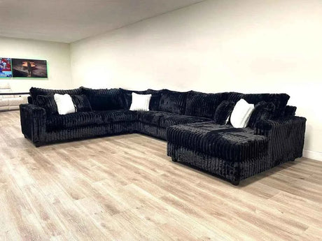 Midnight 4-Piece Black Oversized Right Arm Facing (RAF) Sectional by Happy Homes at Eve Furniture