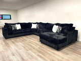 Midnight 4-Piece Black Oversized Right Arm Facing (RAF) Sectional by Happy Homes at Eve Furniture