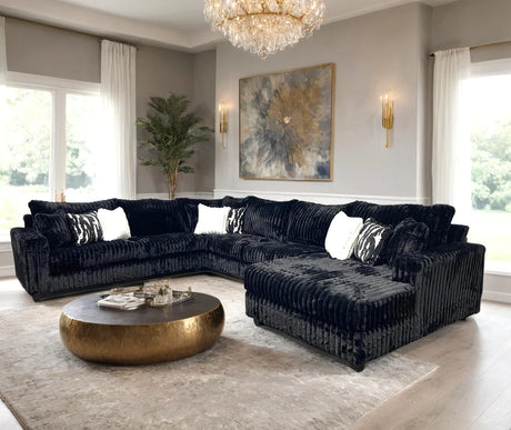 Midnight 4-Piece Black Oversized Right Arm Facing (RAF) Sectional by Happy Homes at Eve Furniture