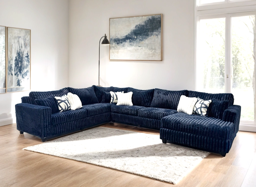 Midnight 4-Piece Blue Oversized Right Arm Facing (RAF) Sectional by Happy Homes at Eve Furniture