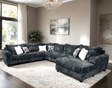 Midnight 4-Piece Charcoal Oversized Right Arm Facing (RAF) Sectional by Happy Homes at Eve Furniture