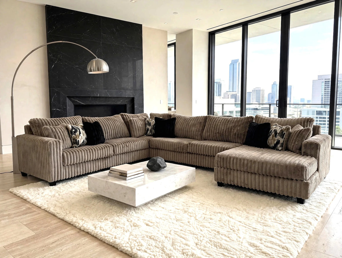 Midnight 4-Piece Cocoa Oversized Right Arm Facing (RAF) Sectional by Happy Homes at Eve Furniture