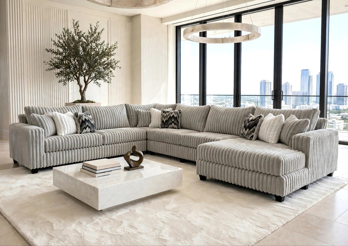 Midnight 4-Piece Gray Oversized Right Arm Facing (RAF) Sectional by Happy Homes at Eve Furniture