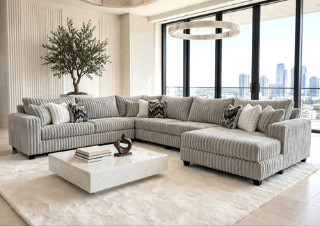 Midnight 4-Piece Gray Oversized Right Arm Facing (RAF) Sectional by Happy Homes at Eve Furniture