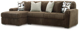 Midnight-Madness Chocolate 2-Piece Sectional Sofa with LAF Chaise by Ashley at Eve Furniture