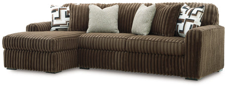 Midnight-Madness Chocolate 2-Piece Sectional Sofa with LAF Chaise by Ashley at Eve Furniture