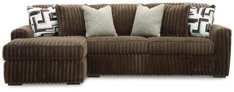 Midnight-Madness Chocolate 2-Piece Sectional Sofa with LAF Chaise by Ashley at Eve Furniture