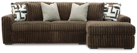 Midnight-Madness Chocolate 2-Piece Sectional Sofa with RAF Chaise by Ashley at Eve Furniture