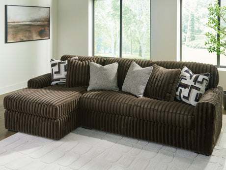 Midnight-Madness Chocolate 2-Piece Sectional Sofa with LAF Chaise by Ashley at Eve Furniture