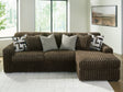 Midnight-Madness Chocolate 2-Piece Sectional Sofa with RAF Chaise by Ashley at Eve Furniture