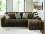 Midnight-Madness Chocolate 2-Piece Sectional Sofa with RAF Chaise by Ashley at Eve Furniture